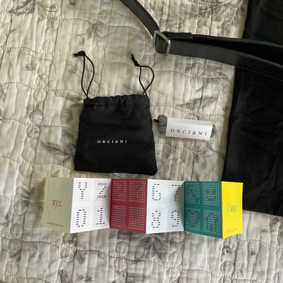 Orciani Carioca Leather Bag Tote - Black Fun Multicolor w/ Separate Wristlet NWT - Picture 13 of 16